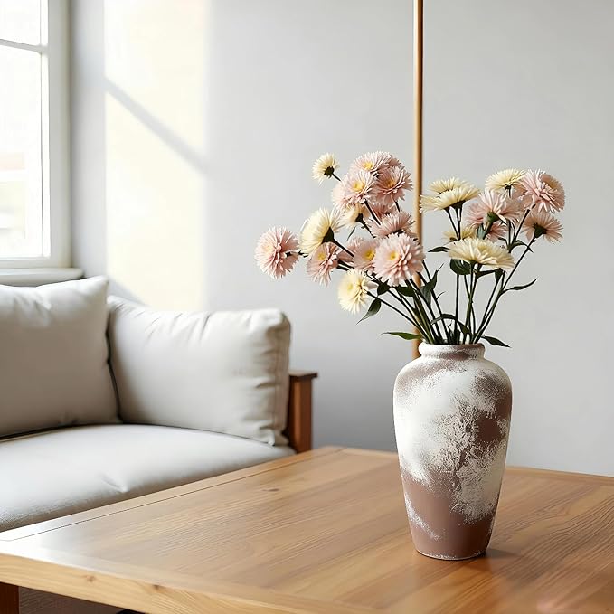 Large Ceramic Vase, 11 inch Minimalist Vase for Home Decor, Handmade Farmhouse Flower Vase for Table Centerpiece, Wedding, Living Room, Kitchen Decoration, Shelf Decor (Rust)