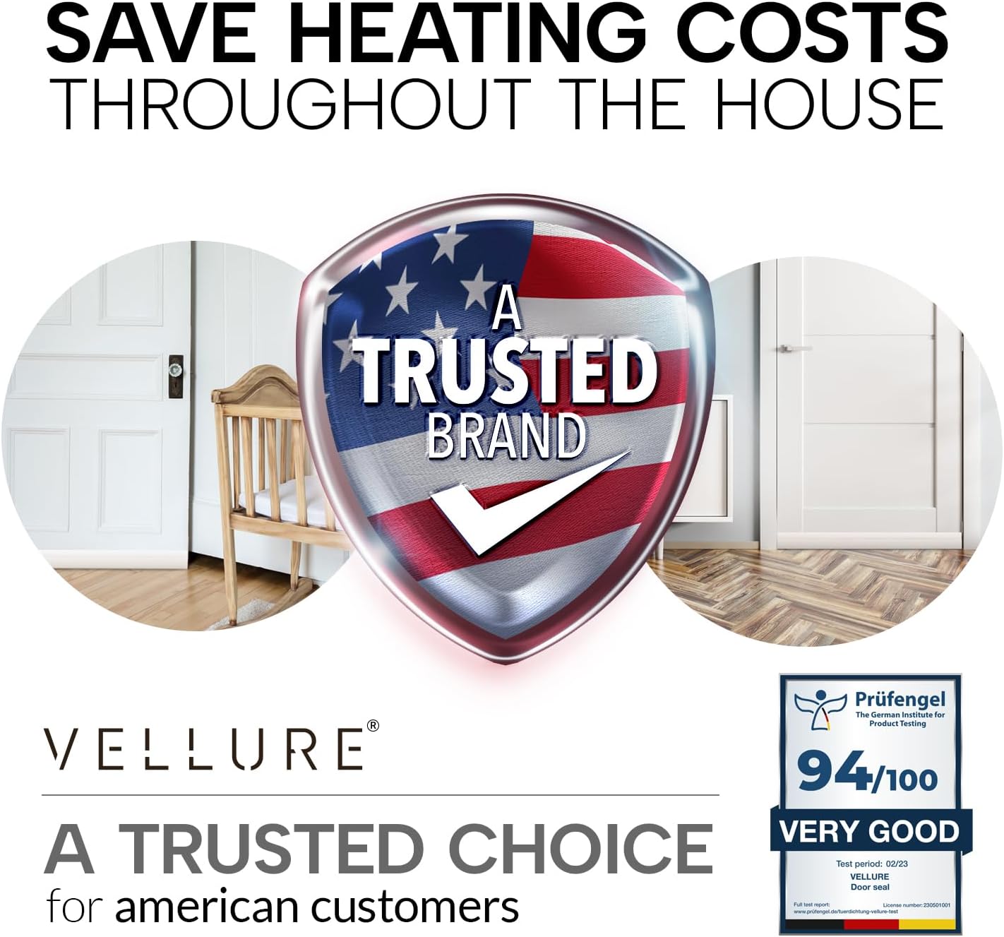 Vellure® Door Draft Stopper - Premium Weather Stripping Seal for Energy Savings | Easy Installation