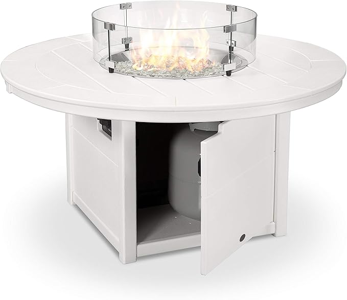 POLYWOOD® Round 48" Fire Pit Table in White