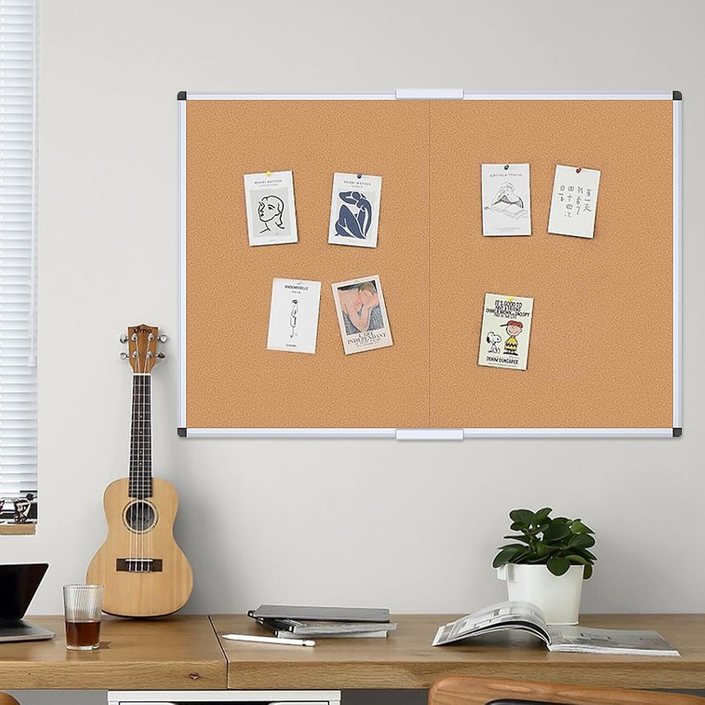 VIZ-PRO Cork Bulletin Board - Large 72" x 48" Foldable Wall-Mounted Pin Board with Silver Frame