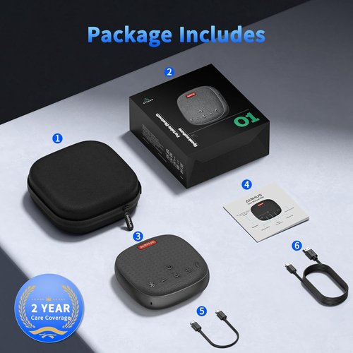 AIRHUG Bluetooth Conference Speaker - 360° Voice Pickup, Advanced Noise Reduction, USB-C | Compatible with Zoom & MS Teams