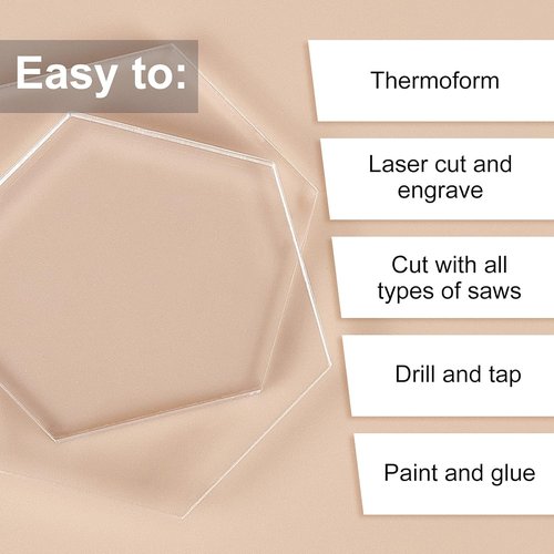 BENECREAT Clear Acrylic Sheets - 24PCS Hexagon 1.9x1.7" for Picture Frame Replacement & DIY Projects, 3mm Thick