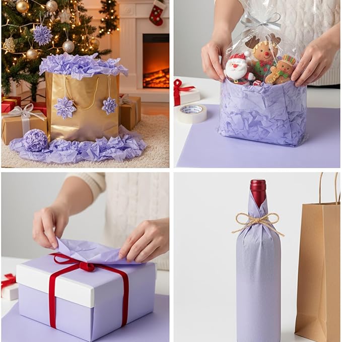 Qilery 500 Sheets Tissue Paper 15 x 20 Inch Acid Free Wrapping Gift Paper Crafts Bulk for Holiday, Birthday, Party Decor, Weddings, Baby Shower(15 x 20 Inch,Classic,Lavender)