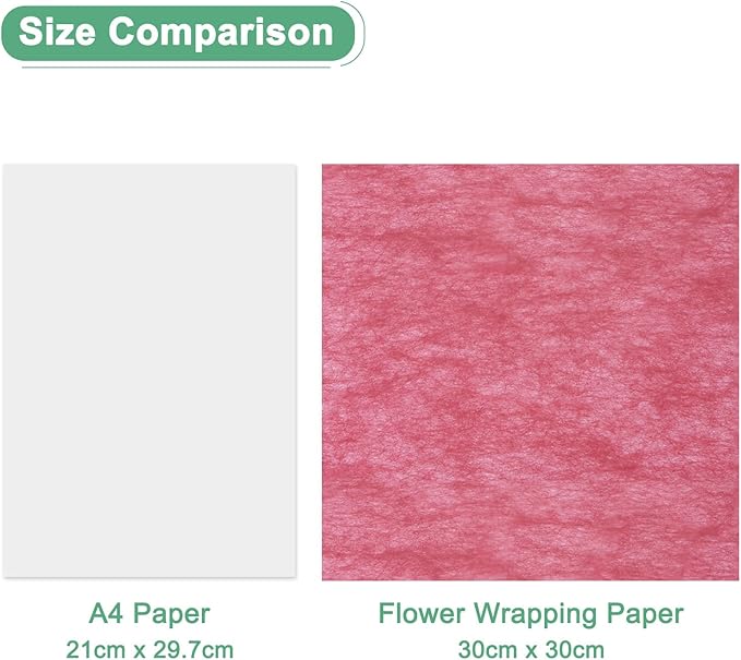 M METERXITY 152 Sheet Korean Cotton Wrapping Flower Paper - Floral Wrapping Paper Waterproof Bouquet Wrapping Paper Apply to Gift Packaging(11.8x11.8inches, Red+Pink+Beigt+White)