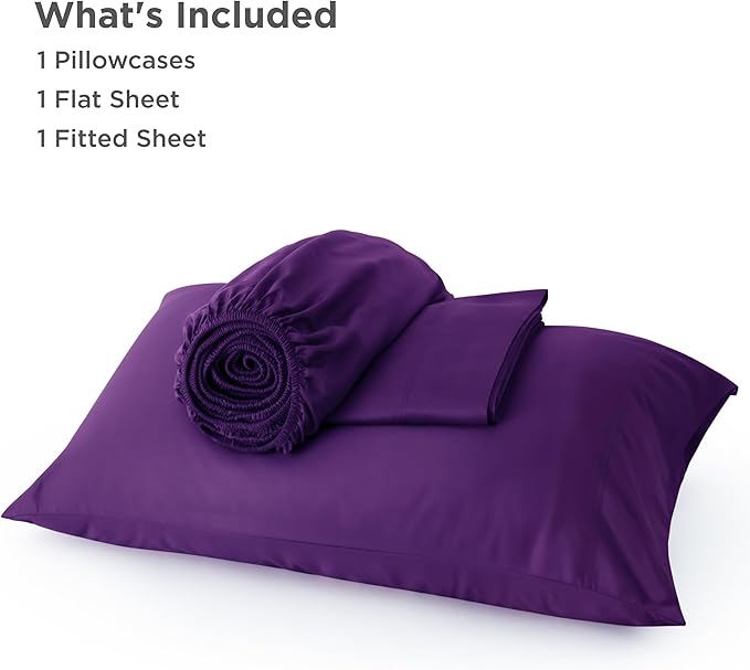 Bedsure Cooling Sheets Twin, Rayon Derived from Bamboo, Breathable & Soft Twin Sheets Set, Deep Pocket Up to 16 Inches, Hotel Luxury Silky Bedding for Hot Sleepers, Plum
