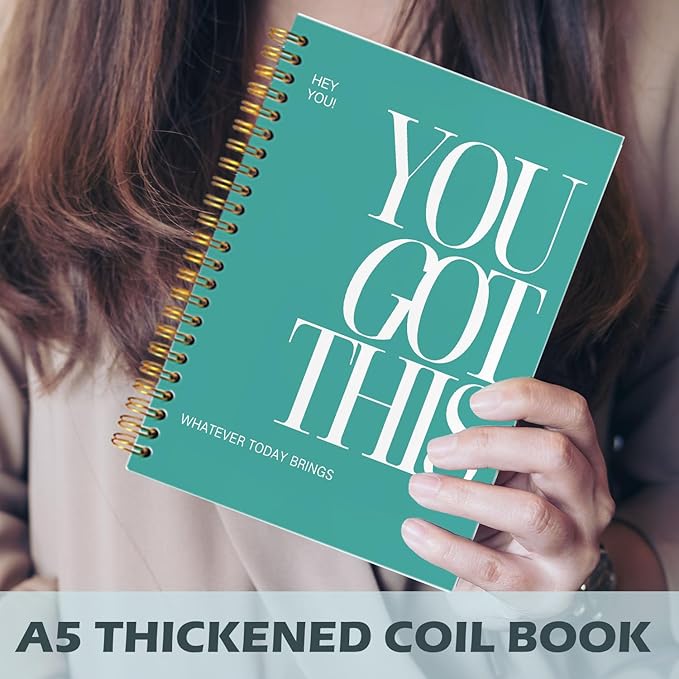 Yhtrg You Got This Inspirational Notebooks Journal, Green Motivational Spiral Journal Notebook for Women, Green Motivational Positive Notebooks for Office School Supplies, 5.5x8.3 Inch
