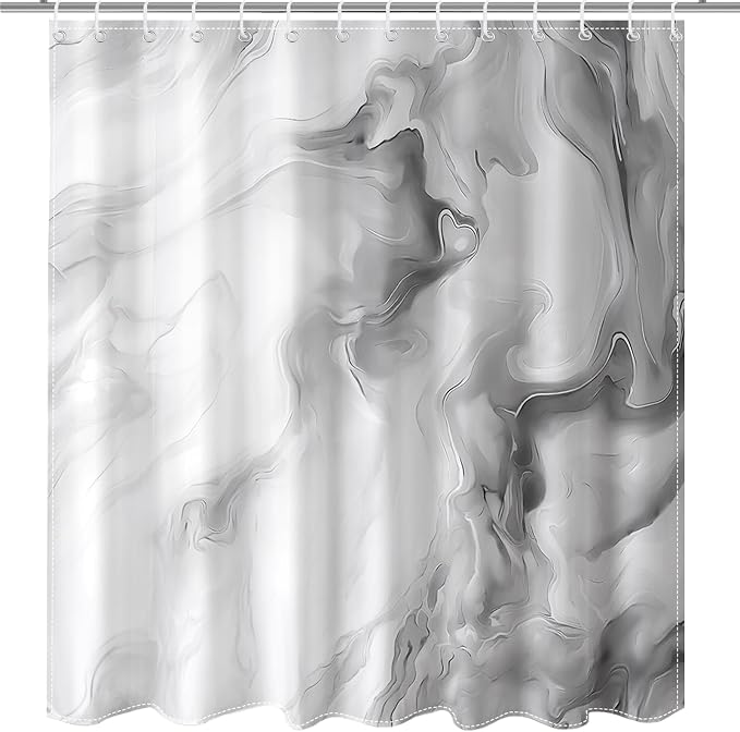 Mocsicka Shower Curtains for Bathroom, Grey Marble Shower Curtain for Bathroom, Abstract Gray and White Shower Curtain Modern Art Decor Waterproof Bath Curtain for Modern Bath Decor, 72 X 72 Inch
