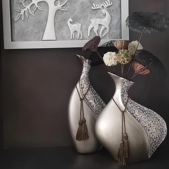 European Style Ceramic Flower Vase |15 Inch Pottery Big Boho Vase for Home Decor, Modern Decorative Vase for Dining Table,Not Suitable for Water, Suitable for Dry Flowers and Simulated Flowers