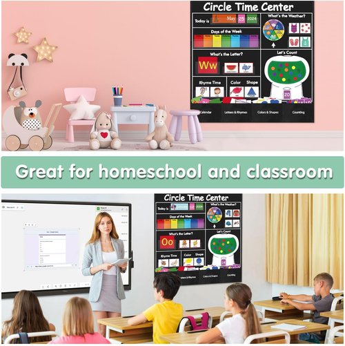 Circle Time Learning Center | Educational Pocket Chart Calendar for Classroom - Black