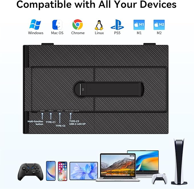 BKVOO 14" Laptop Screen Extender, Ultra-Thin Ligthweight FHD 1080P IPS Laptop Monitor Extender Dual Screen, Portable Monitor for Laptops 13-17.3" USB-C/HDMI Plug and Play for Windows/Mac/Android/PS5