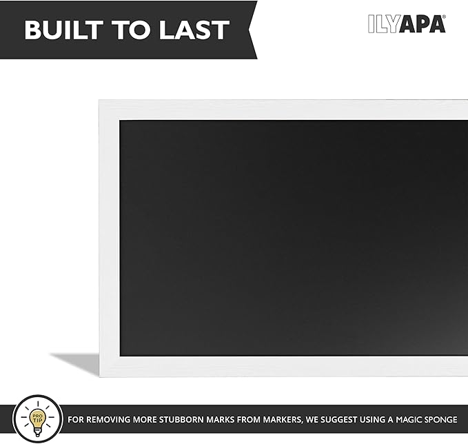 Ilyapa Extra Large Magnetic Chalk Board for Wall - Hanging Sandwich Menu Signs for Restaurant, Cafe, Food Truck, or Kitchen - 58x25 Inches - White
