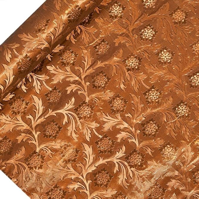 Paper Mart Bronze Floral Foil, 20 Inches by 10 Yards, Poly Lined, Embossed Flower Wrapping Paper for Bouquets, Plants, and Decor