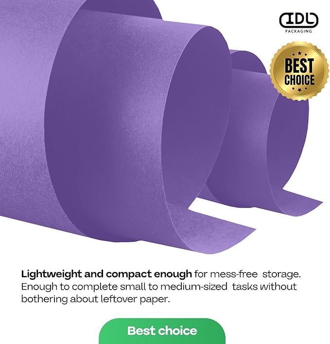 12" x 1200" (100 feet) Purple Kraft Paper Roll - USA-Made Quality Craft Paper for Gift Wrapping, Kids' Arts & Crafts, School Projects - 100% Recycled Natural Material 50lb Thickness by IDL Packaging