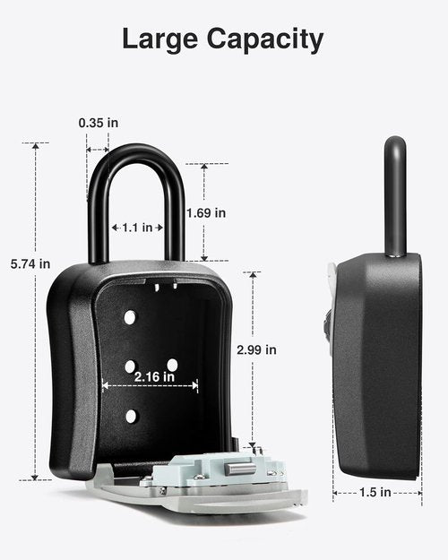 Puroma Key Lock Box - Portable Wall-Mounted Combination Safe for House Keys | 2-Pack, Gray