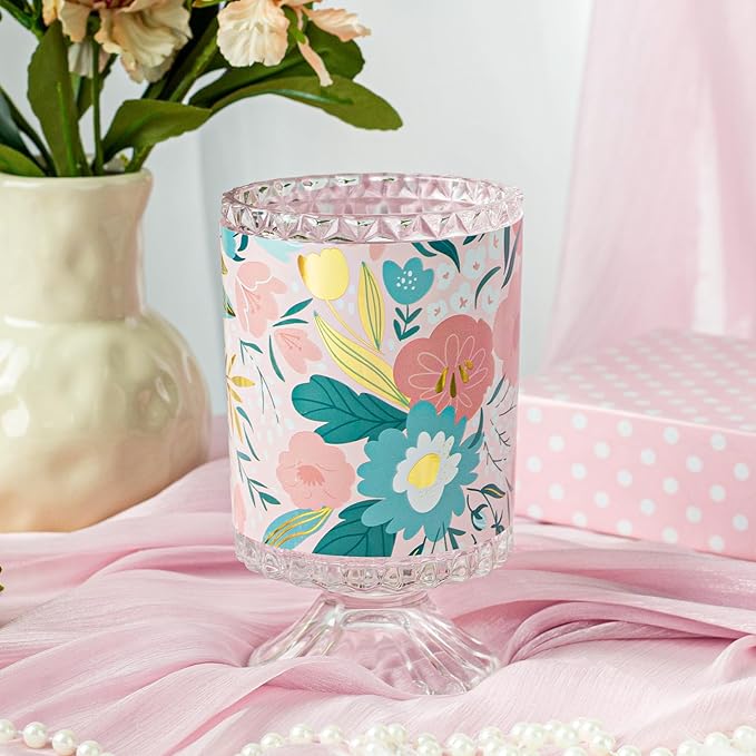 Burymento Pink Flower Wrapping Paper, Reversible Pink Dot Design Gift Wrap for Baby Shower, Birthday, Valentines, Mothers day, Graduation, Wedding, Fathers day, Christmas (17 Inch X 32.8 Feet)