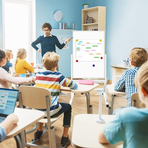 H-Qprobd Magnetic Dry Erase Board - Mobile Double-Sided Whiteboard on Wheels | 40"x28" for Home, Office & School