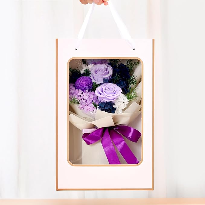 Jtoder Forever Flowers for Delivery, Preserved Blue Flower Bouquets, Long Lasting Purple Roses, Gifts Bouquet for Mother Wife Girlfriend on Festivals Birthday Anniversary