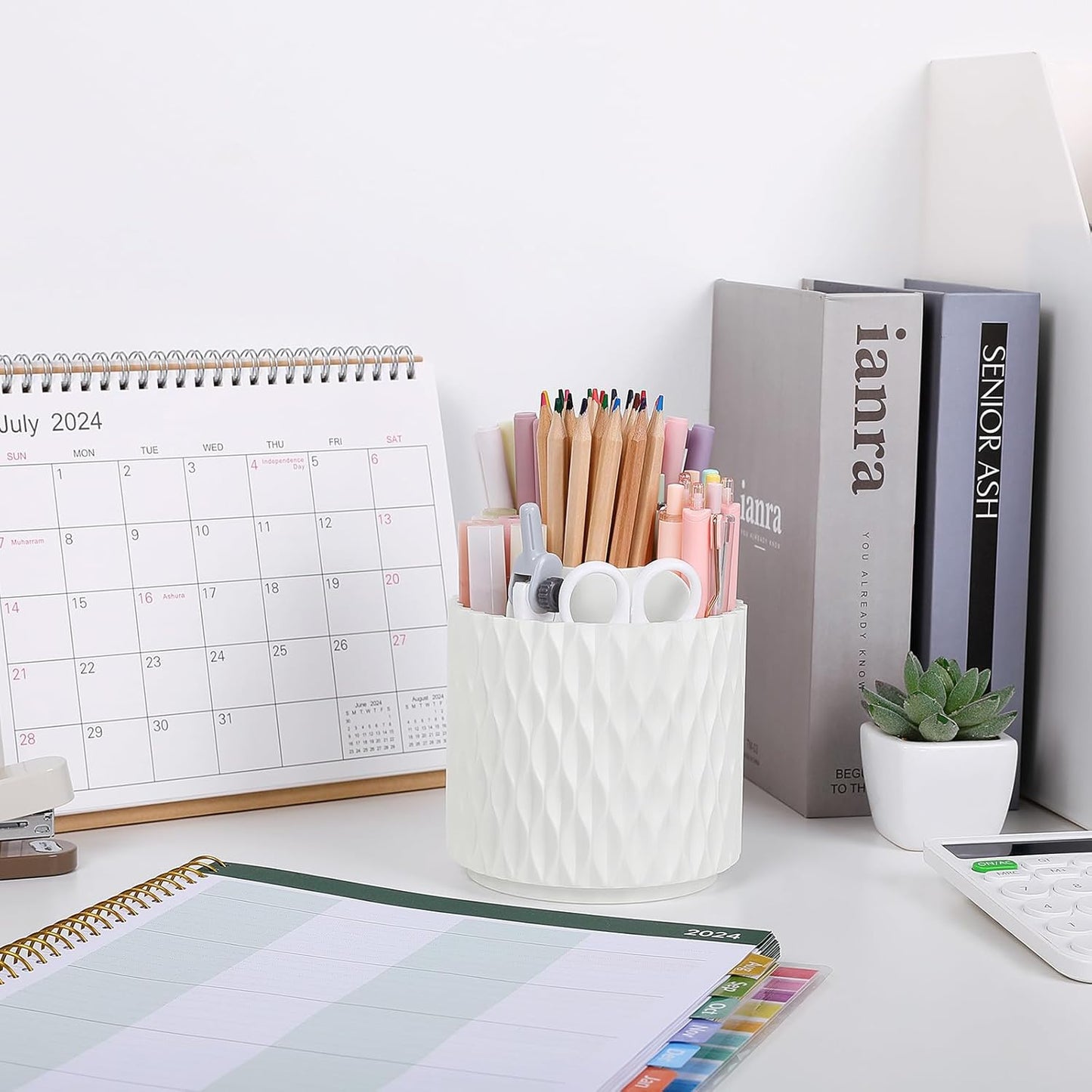 SKYDUE Small Rotating Pen Holder - Stylish Desk Organizer for Office & Home | Perfect for Art Supplies