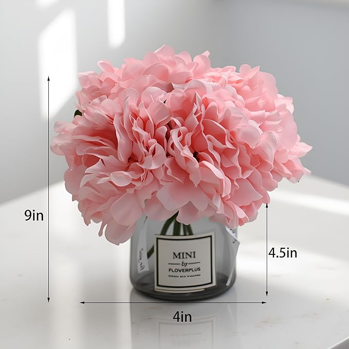 LADADA Artificial Peony and Glass vase Decoration, Used for Dining Table, Kitchen Decoration(Light Purple)