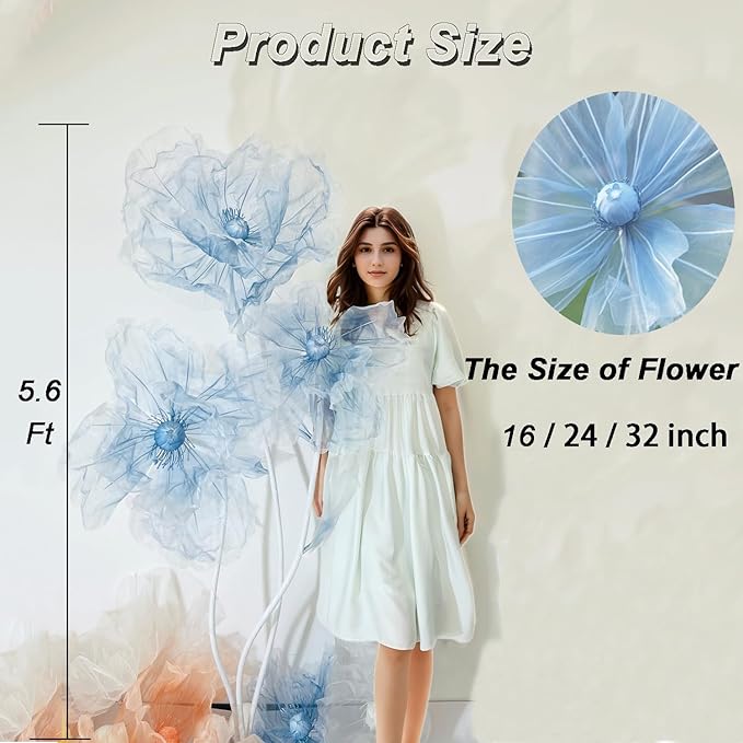 Giant Flowers for Decoration,Wedding Reception Essential,5.6 ft Huge Artificial Silk Flower,Ideal for Party Banquet Background Decor and Photographic Props(Blue)