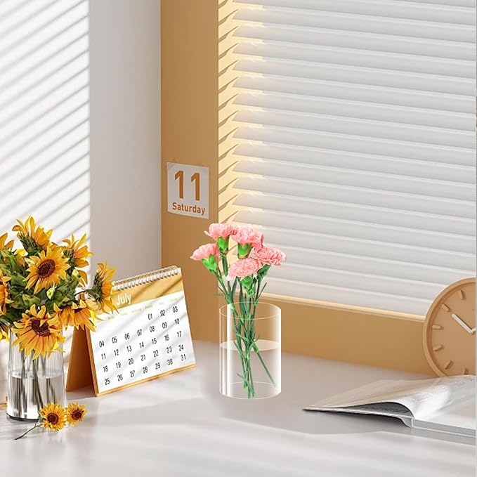 32 Pack Acrylic Vases, 6 inch and 4 inch Clear Cylinder Acrylic Plastic Flower Vase Bulk Unbreakable Plastic Vases for Centerpiece Home Wedding Decor (16pcs 6in +16pcs 4in)