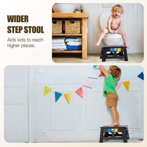 Korpai 9" Folding Step Stool - Extra Wide 15-Inch Non-Slip Design | Holds Up to 300 lbs, Compact & Portable