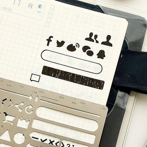 Fascola Stainless Steel Stencil Ruler - Hollow Design for UI Prototyping | Creative Bookmark Accessory