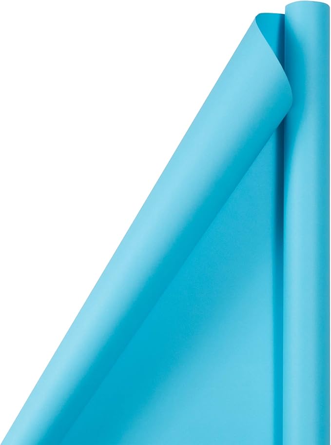 JAM Paper Gift Wrap - Matte Wrapping Paper - 50 Sq Ft Total (30 in x 10 Ft Each) - Matte Bright Blue/Peacock Blue - 2 Rolls/Pack