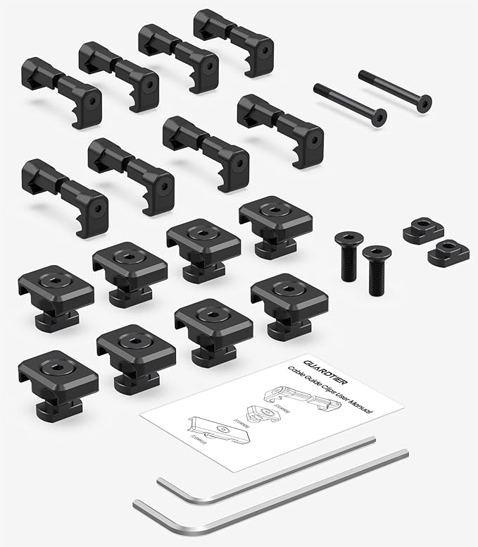 Pressure Switch Cable Management Kit Compatible with M-LOK/Picatinny Rail, Pressure Switch Cable Guides, Cable Clips, Wire Management for Flashlight/Laser, 16 Pack(8 Mlock + 8 Picatinny) - Black