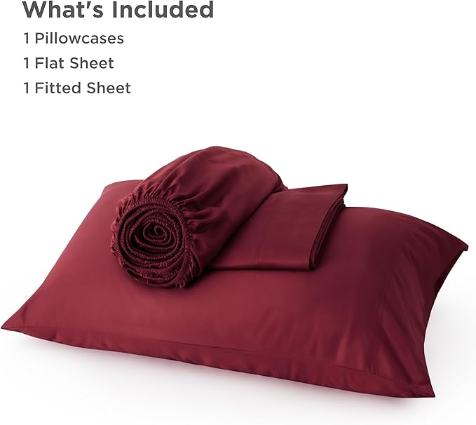 Bedsure Cooling Sheets Twin XL, Rayon Derived from Bamboo, Breathable & Soft Twin XL Sheet Sets, Deep Pocket Up to 16 Inches, Hotel Luxury Silky Dorm Bedding for Hot Sleepers, Burgundy