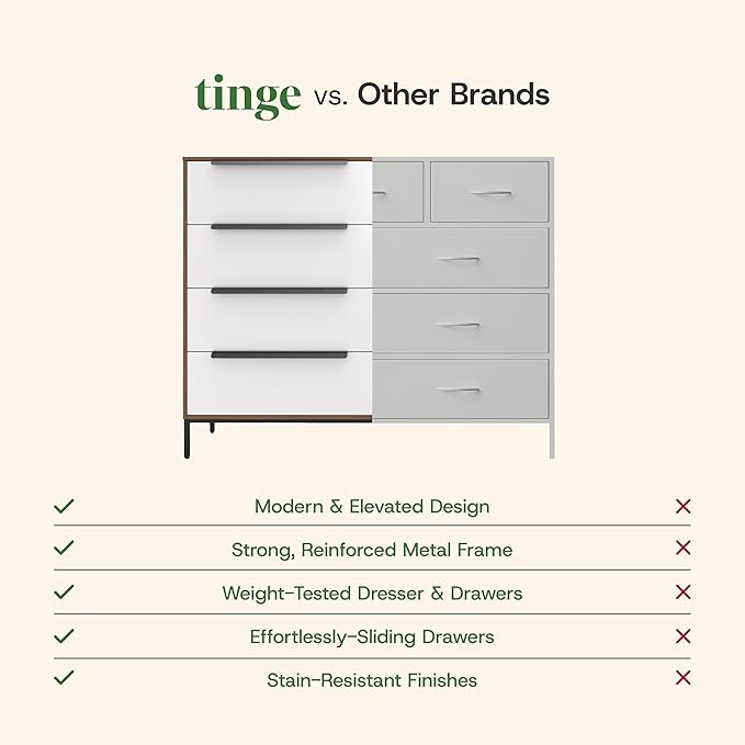 Lira Premium Fabric Dresser - Solid Wooden Frame, 8 Spacious Sag-Proof Drawers with Sleek Metal Handles - Premium & Durable Storage Solution for Your Home (Dark Brown)