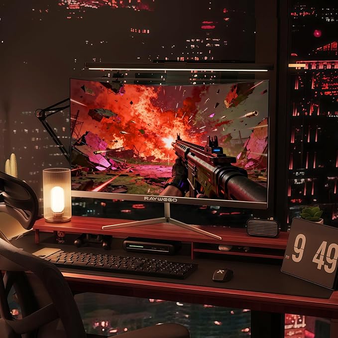 24 inch Curved Monitor 100Hz 1ms, Computer Gaming Monitor FHD 1920×1080P,3000:1 Contrast Ratio, with FreeSync & Eye-Care Technology, HDMI×1,VGA×1 for Gaming Home Office,Wall Mount Install