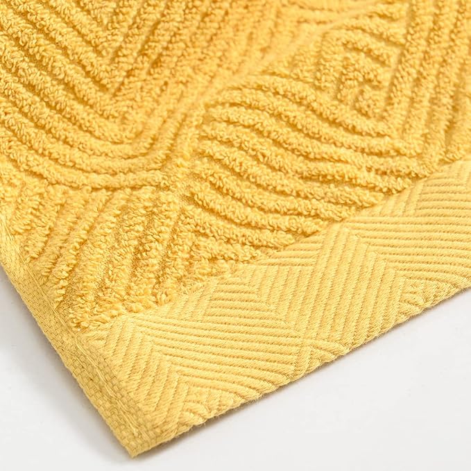 sense gnosis Lime White Hand Towel Set of 2 Super Soft Terry Striped Weave Pattern Ultra Absorbent 100% Cotton Bathroom Hand Towel 13 X 29 Inch, Beige