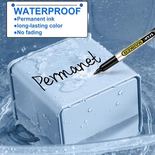SFAIH Black Permanent Markers - Quick Drying Fine Point for School & Office | Durable Waterproof Ink
