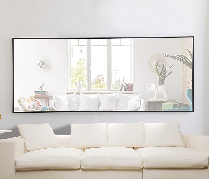 Elegant Decor Monet 72" x 30" Rectangle Metal Frame Mirror in Black