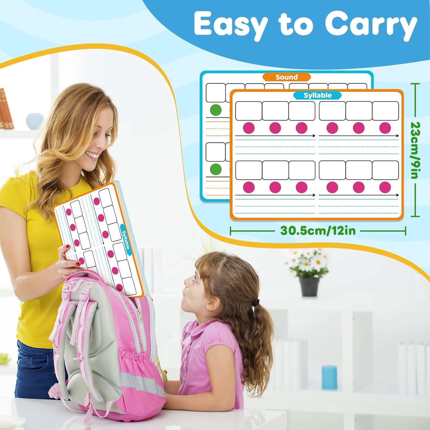 Skiennix Phonemic Awareness Dry Erase Board Set - 12 Packs for Speech Therapy & Classroom Use