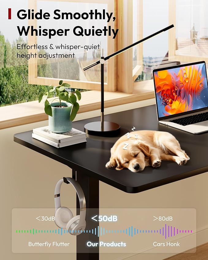 SANODESK Electric Standing Desk 71 x 32 Inches Height Adjustable Stand Up w/6-Button Controller Ergonomic Computer Desk with Splice Board for Home Office, Black Frame + Black Tabletop