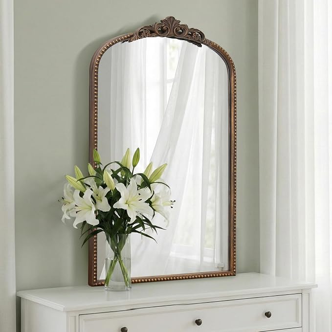 Micasso Vintage Arch Bronze Mirror: 31"x 19" French Baroque Antique Mirror - Traditional Ornate Decorative for Wall/Bathroom/Entryway/Hallway - Home Decor for Living Room