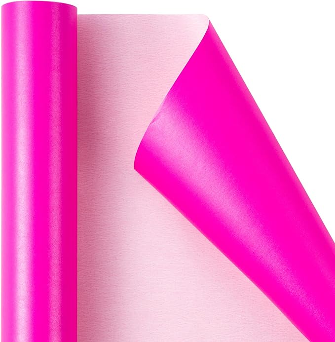 RUSPEPA Hot Pink Matte Wrapping Paper - Mini Roll - Solid Color Pearly Lustre Paper Perfect for Wedding, Birthday, Christmas, Baby Shower - 17 Inches X 32.8 Feet