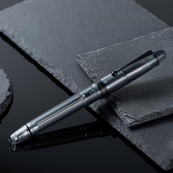 Asvine V126 Vacuum Filling Fountain Pen, Matte Black Acrylic Stub Nib 1.1mm Calligraphy Art Drawing with Case Set