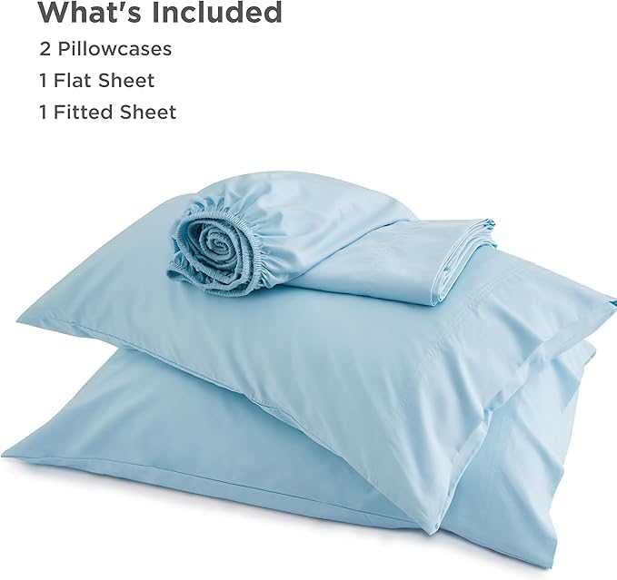 Bedsure Queen Sheet Set, Rayon Derived from Bamboo, Cooling Sheets, Breathable & Soft, Deep Pocket Up to 16 Inches, Hotel Luxury Silky Bedding for Hot Sleepers, Aqua