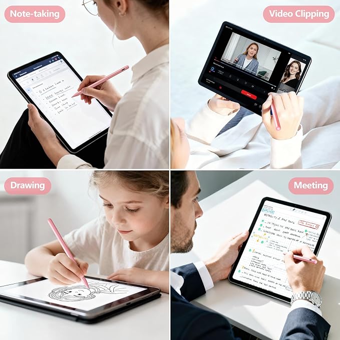 Stylus Pen for iPad 6th-11th Generation-2X Fast Charge Active Pencil Compatible with 2018-2025 Apple iPad Pro 11"/12.9"/M4, iPad Air 3/4/5/M2/M3,iPad mini 5/6 Gen-Pink