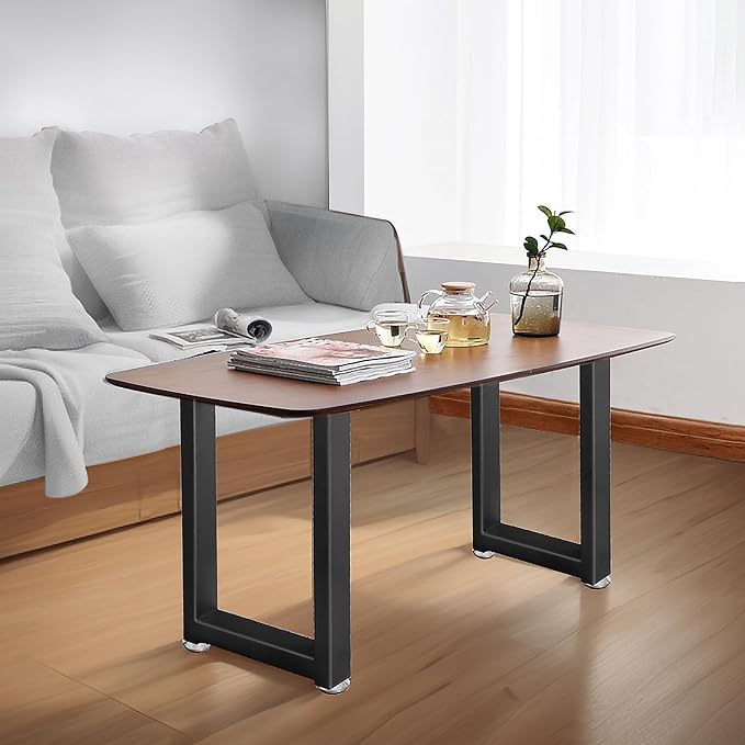 20" Metal Table Legs with Adjustable Protector Feet, Heavy Duty Furniture Legs Set of 2, Modern Desk Feets for DIY Dinning Coffee Tables, Rectangle Shape (20”H x 13”W)
