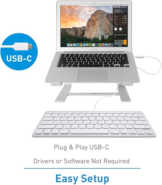 Macally USB C Wired Mouse and a USB C Mini Keyboard, Add Simplistic Apple Aesthetic to Your Office