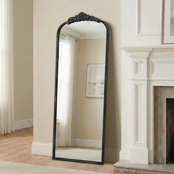 Micasso Full Length Black Mirror: 21''x56'' Baroque Antique Floor Long Body Mirror - Traditional Ornate Vintage for Wall/Dressing Room/Bedroom/Cloakroom/Entryway - Home Decor for Living Room