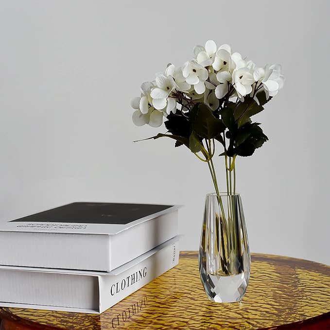 Kitcom Small Flower/Bud Crystal Vase Decorative Vases for Home or Wedding, Outline Dimensions W2.4''xH4.7'', Clear with Gift Box