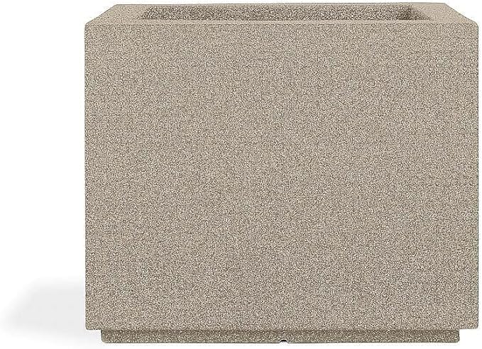 PolyStone Monterray Modern Outdoor/Indoor Square Planter, 23" L x 23" W x 19" H, Lightweight, Heavy Duty, Weather Resistant, Polymer Finish, Commercial Grade and Residential (Sandstone Granite)