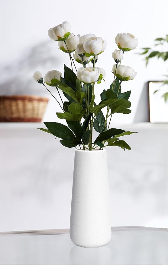 D'vine Dev 11 Inch Ceramic Flower Vase Textured Finishing, Minimalist Design for Kitchen, Bedroom, Living Room, Centerpieces, Office, Speckled Porcelain, VS-XH-G-2