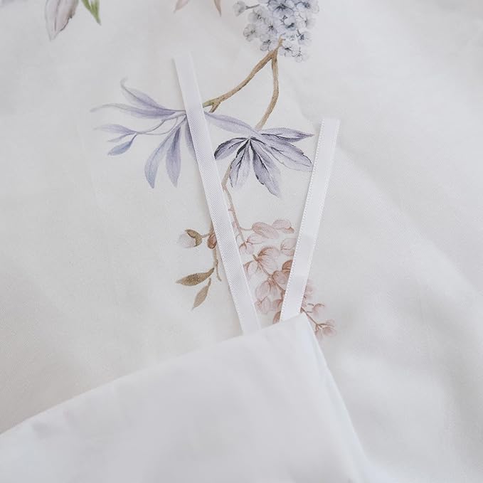 100% Cotton Duvet Cover King Size – Elegant French Romantic Floral Duvet Cover Set with Zipper Closure, 3-Piece Soft Breathable Durable Percale Cotton Bedding Set for All Seasons
