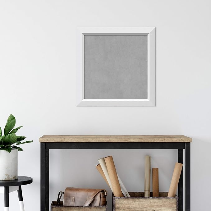 Amanti Art White Framed Magnetic Board 24x24 Medium Vision Board for use with Magnets, 100% Metal Sheet to Display Items as Office Decor or for Home Organization in mudroom, Kitchen or Kids Room